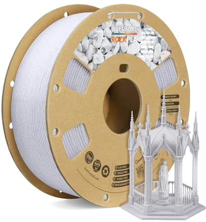OVERTURE Rock PLA Filament 1.75 mm, Marble PLA Aufgerüstet 1kg (2.2 lbs), Maßgenauigkeit +/- 0.03mm (Rock Weiß)
