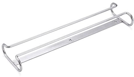 Weinglashalter, Stielgläserregal, Gläserhalter Zum Aufhängen Mit Schrauben, 36cm Wall-Mounted Weinglasregal Unter Schrank, Für Bis Zu 3-5 Gläser, Für Hausbar Küche Pub Restaurant (Schwarz/Chrom)