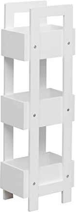 Rebecca Mobili Platzsparendes Badezimmerregal, offenes Küchenregal, MDF, Weiß, 3 Einlegeböden, Kosmetik-Aroma-Organizer - Maße (HxLxB): 88 x 28 x 20 cm - Art. RE6738