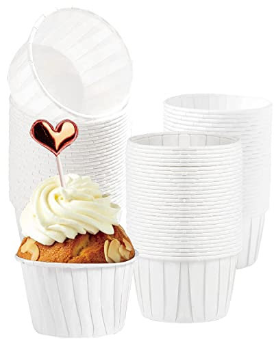 Lot de 150 moules à muffins, cupcakes et gâteaux Pour Halloween, mariage, anniversaire et fête (blanc)