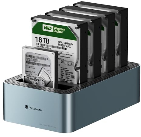 Yottamaster 5 Bay Hard Drive Docking Station with Offline Cloning, USB C SATA Docking Station Aluminum for 2.5/3.5 Inch HDD/SSD, Hard Drive Duplicator/Cloner Support UASP, Up to 90TB [KB500-C]