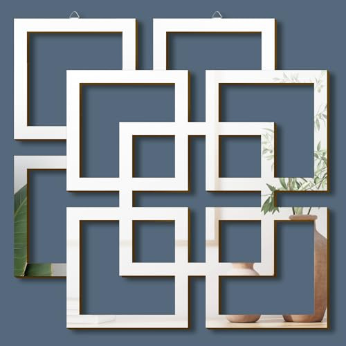 Weysat Wandhalterung, Heimspiegel, 2 Stück, silberfarben, quadratisch, dekorativer Spiegel für Schlafzimmer, Wohnzimmer, Badezimmer, 30 x 30 cm