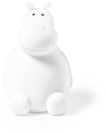 Sparschwein Nilpferd aus PVC mit weichem Körper in lebendigen Farben. Originelle kleine Spardosen für Kinder mit Stopfen. Leicht und robust. (Weiß)