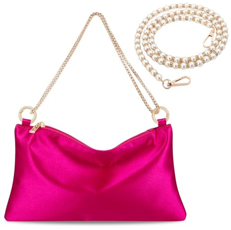 Prpeko Satin-Abendtasche für Damen, Clutch, Geldbörse, Handtasche für Damen für Hochzeit, Schultertasche mit 2 Ketten für formelle Cocktailparty