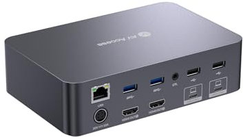 AV Access KVM Switch Dock 2 Monitors 2 Laptops, 4K KVM Switch Dual Monitor, 2 USB-C MST Ports, 60W PD for Each PC, 1G Ethernet, EDID Emulation, 2K@144Hz, 1080P@240Hz, Ideal for Home Office & Gaming