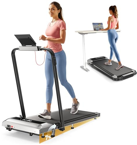 Toputure Tapis de Course 2 en 1,Walking Pad 12 km/h,Pente 7%，2.5HP,Tapis Roulant électrique Pliant,Extra Large 40cm, Fonction de mémoire de données, 12 programmes de Course,APP&télécommande
