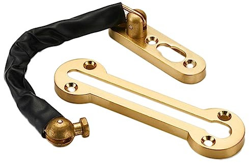 BESTonZON Chaîne De Sécurité Pour Porte Intérieure Alliage De Zinc Épais Doré Verrou Coulissant Protection Renforcée Pour Maison Appartement Hôtel Et Dortoir Installation Facile Avec Fixatio