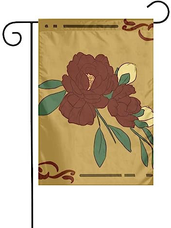 Drapeau de jardin Imprimé fleurs de lune rouges Drapeaux décoratifs principalement pour patios, jardins, pots de fleurs, terrasse, balcon. 12 x 18 pouces