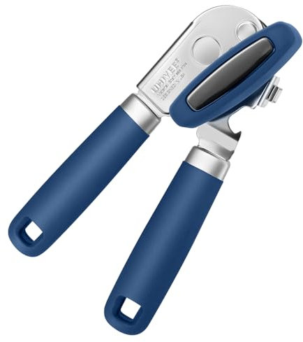 Dosenöffner Manuell, UHIYEE Prämie Dosenöffner Ohne Scharfe Kanten, Manuell Büchsenöffner aus Edelstahl mit Multifunktionaler Flaschenöffner, Blau