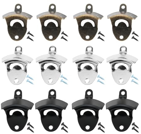 Yetaha 12PCS Wall Mounted Beer Bottle Opener with 24 Screws for Cafe, Bar | Beer Bottles Caps Opener Wall Mounted, Rustic Retro Style Vintage Beer Bottle Opener for Kitchens, Vintage Rustic Bar