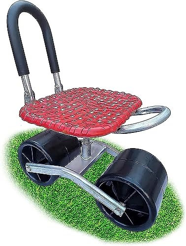 Picking Rotary Tool Trolley, Adjustable Rolling Garden Cart with Seat, 360°Rotating Gardening Seat On Wheels,Aid Home & Garden Cart with Wheels for Gardener Planting