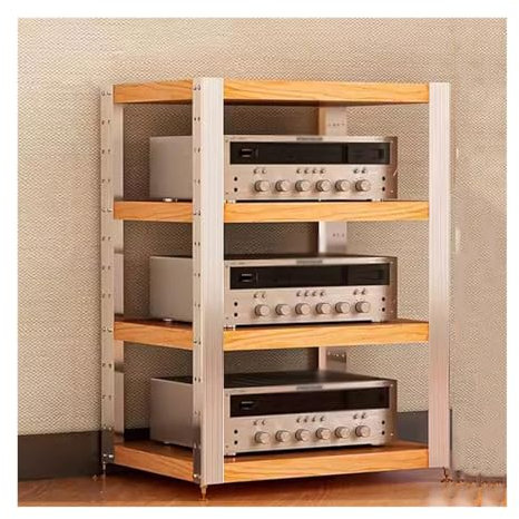 Lautsprecher-Ständer Mehrstöckiger Audio-Rack-Verstärkerschrank, schwarzer Walnuss-Farbverstärker-Schrank, Massivholz-Rack, Lautsprecher-Rack, Audio-Schrank Boxenständer(A,62.5 * 47.5 * 82.5CM)