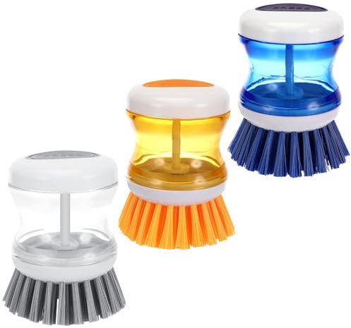 Spazzola Piatti con Dispenser, 3 Pezzi Spazzola per Piatti con Dosatore di Detersivo per Piatti, Dispenser di Sapone Lavaggio per Piatti,Pentole,Lavandini