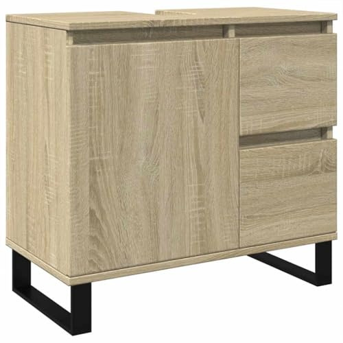 vidaXL Badrumsskåp sonoma-ek 65x33x60 cm konstruerat trä, badrumsförvaringsskåp, badskåp, tvättrumsskåp, toalettförvaringsskåp, badrumsskåp