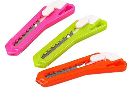 3 Pcs Plastic Letter Openers Small Random Color Retractable Utility Box Opener Safety Parcel Opener for Office and Home Use (Square Head Shape)