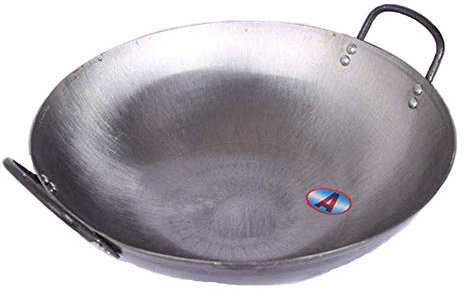OQHAIR Wok, Rivestimento Antiaderente Antiaderente per Pentola di Ferro Domestica, Nuova Grande Caldaia di Cottura, Adatta per Stufa A Legna, Ristorante, Agriturismo,50cm (50cm)