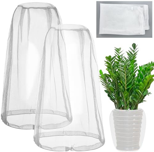 2 Pcs Plant Pot Soil Guard, 46 * 46 cm Insect Netting Fine Mesh, Garden Bug Netting Plant Cover, Plant Fleece Frost Protection, Garden Fruit Cover Mesh Bag, Child safety device for indoor plants