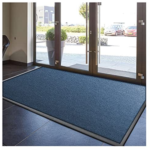 Outdoor-Matten, robuste Hotel-Fußmatte, Schuhabstreifer, dicke Gummi-Rückseite, rutschfest, für drinnen und draußen, individuelle Größe, Blau, 120 x 360 cm
