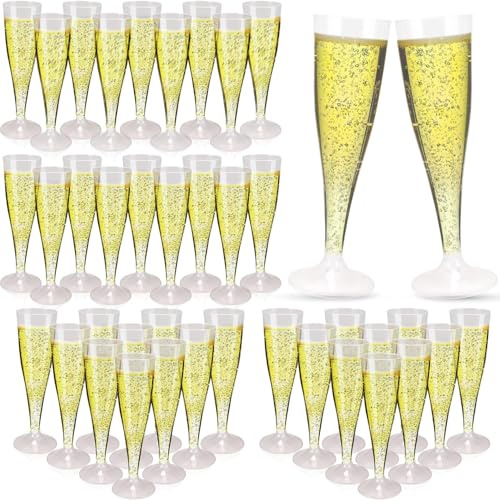 EOGRFW 50 Stück Sektgläser Plastik, Mehrweg Champagnergläser, 133 Ml