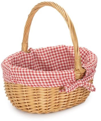 Full Buff Willow Childs oval korg röd rutig foder