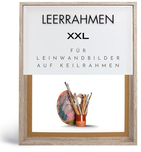 NB Akzent Schattenfugenrahmen XXL 70x130 cm - Wildeiche Hell – Leerrahmen mit Tiefeneffekt aus MDF Holz in zerlegter Form – für Leinwandbilder auf Keilrahmen