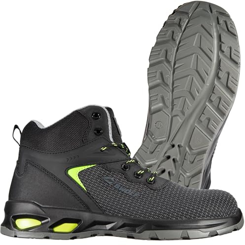 BWOLF HIS3S Scarpe Antinfortunistiche da Uomo Alte S3 da Materiale Innovativo, Impermeabili, 4x4 Grip Tech, Suola Ergo ESD, Nero, 41 EU