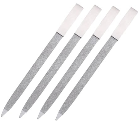 DEARMAMY 4stücke Metall-fingernagelfeile Feine Körnung Wiederverwendbar Scharfe Rostfreie Nagelfeile Rutschfeste Oberfläche Für Naturnägel