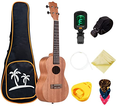Mtlavishness Ukulele Soprano 23 Pollici Impiallacciato 4 Corde Chitarra Hawaii con Lati in Mogano e Tastiera in Palissandro Tocco Confortevole Prestazioni Eccellenti Ideale per Pri