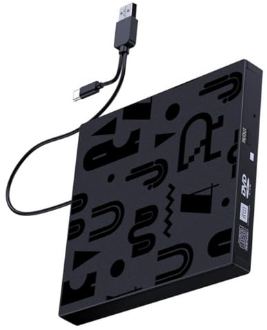 Gissroys Graveur DVD externe USB 3.0 type C portable pour ordinateur portable PC bouchon de transfert de données et fonction de jeu USB C lecteur de CD/DVD externe