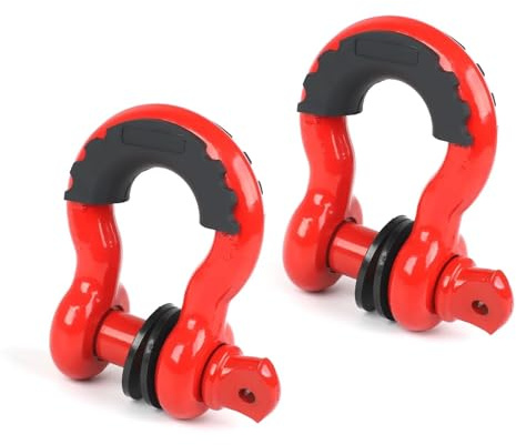 NKURTPC Winch hook Tow Rope D Ring Shackle Compatible D Ring Shackle Tow Hook With Protective(1 pair of hooks)