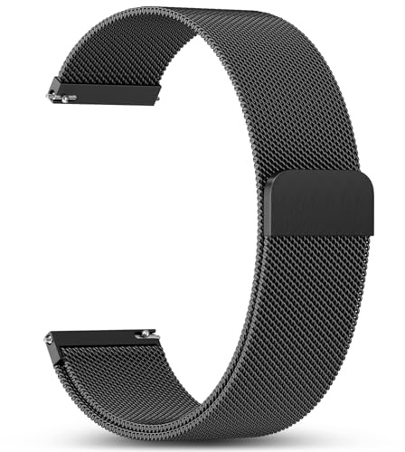 Mastten Metall Armbänder für Samsung Galaxy Watch 7 6 5 4 Armband - Galaxy Watch 7 Armband - Garmin Vivoactive 6 5 3 Band, Uhrband 20mm für Edelstahl Magnetarmband Damen Herren, Schwarz
