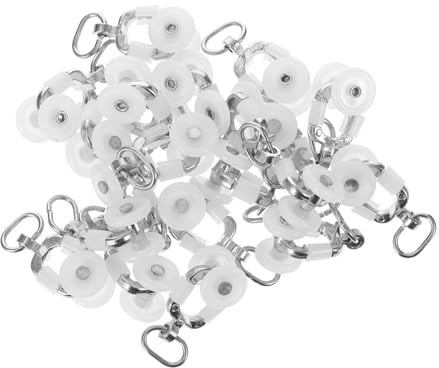 TOBBOMEY 20 Piezas Accesorios para Poleas De Cortina Poleas Silenciosas De Plástico y Acero Inoxidable De Ruedas para Riel De Cortina Función De Bloqueo Adecuado para De Baño y Sala De Esta