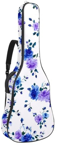 Gitarrentasche in voller Größe, wasserdichte Gitarren-Abdeckung, Tragetasche für akustische klassische E-Gitarren, zarte Blütenblätter und lebendige Blüten, Mehrfarbig 02, 42.9x16.9x4.7 in, Lässiger