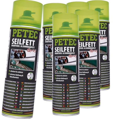 BandelOne enthält 6x PETEC Seilfett Spray 500 ML Drahtseilfett Zahnradfett Kettenfett Gleitfett