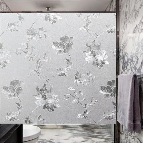 Fensterfolie Statisch Haftend Sichtschutzfolie 80 x 200 cm Statisch Folie Fenster Milchglasfolie für Fenster Innen & Außen, Phönixblume