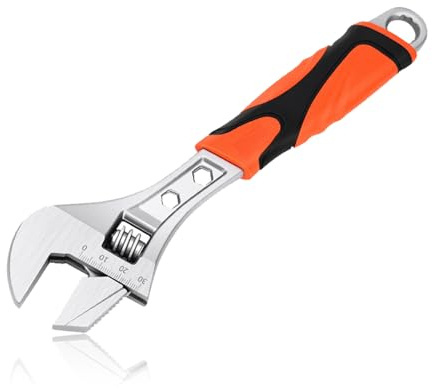 Chiave inglese regolabile, 200 mm, con ganascia larga e regolabile, con impugnatura morbida, in acciaio al carbonio, professionale, per garage, dadi, bulloni, tubi, riparazioni domestiche, fai da te