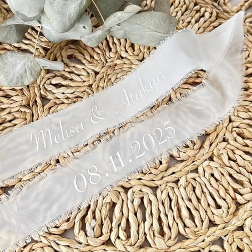 Personalisiertes Brautstraußband Mit Namen Und Datum Des Paares, Blumenstraußdekoration, Brautpartygeschenk, Hochzeitsfeierzubehör, Individuelle Gelübde, Ideales Hochzeitsandenkengeschenk
