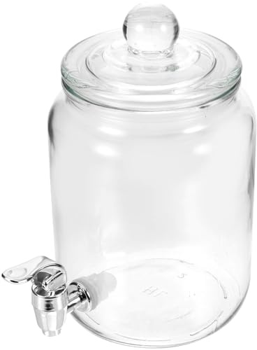 KICHOUSE Distributore di Bevande in Vetro Sigillato da 2 Litri con Rubinetto Abs, Barattolo Trasparente per Infusione a Freddo e Conservazione Vino, Brocca con Bocca Larga per Uso