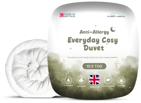 SleepyNights King Duvet 10.5 Tog - All Year Round Breathable Quilt for Summer, Autumn & Winter, Anti-Allergy & Hypoallergenic Hollowfibre Filling, Soft & Cosy, Non-Allergenic (225 x 220cm)