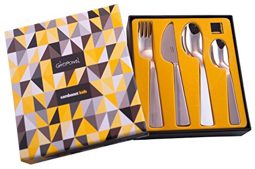 Sambonet Conca Giò Ponti Set Posate per Bambini da 4 pz., Servizio di Posate, Acciaio Inox, 52538-98