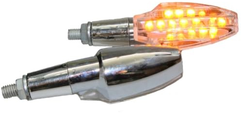 Motorrad Mini Blinker LED Soto chrom klar E-geprüft M8 kompatibel mit ATV BMW F R Honda CB CBR Kawasaki ER GPZ Z ZX Ninja Suzuki DR GS GSR GSX RGV SV Yamaha DT FZ1 6 RN TDR XT XJ YZF