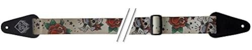 GEWA 531041 Gitarrengurt Skulls and Roses White