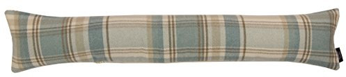 McAlister Textiles Unfilled Duck Egg Blue Heritage Tartan Fabric Draught Excluder Cover 18cm x 90cm Large Draft Stopper For Doors & Windows Machine Washable