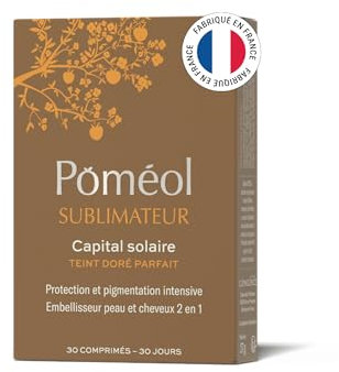 Complément alimentaire Préparation Bronzage | Prépare, Active et Prolonge | Fabrication Française |4 pigments, beta carotene, Collagène, Vitamines E, A, D3, Cuivre| Sublimateur | 30 jours ǀ POMÉOL
