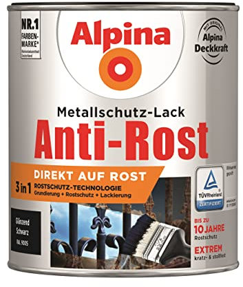 Alpina Metallschutzlack Anti-Rost Schwarz 750ml glänzend