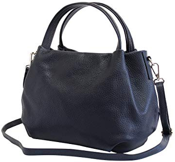 AMBRA Moda Damen handtasche Henkeltasche Schultertasche aus Echtleder GL023 (Dunkelblau)