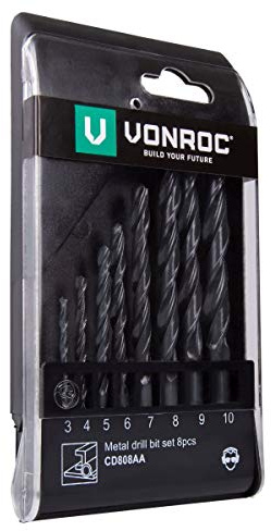 VONROC Mèches à métal HSS - 8 pièces, universel - 3 à 10 mm