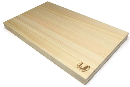 Yoshihiro Hinoki Zypressen-Schneidebrett mit verdrehsicherem Kern, japanisches Hinoki-Holz, messerfreundlich, professionelle Qualität (XL)