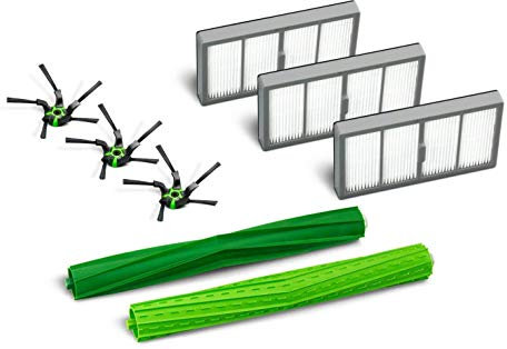 iRobot Pièces Authentiques - Kit de Remplacement Roomba séries s - 3 filtres Haute efficacité, 3 brosses de Coins et 1 Jeu de brosses en Caoutchouc Multi-Surfaces - Vert