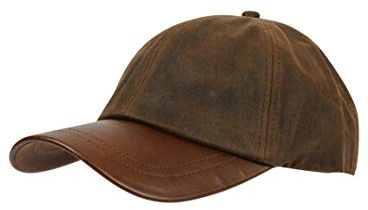Nicky Adams Countrywear Men's Waterproof Waxed Cotton Baseball Cap with Genuine Leather Peak - Adjustable Outdoor Cap for Fishing, Hunting, and Leisure – Made in UK